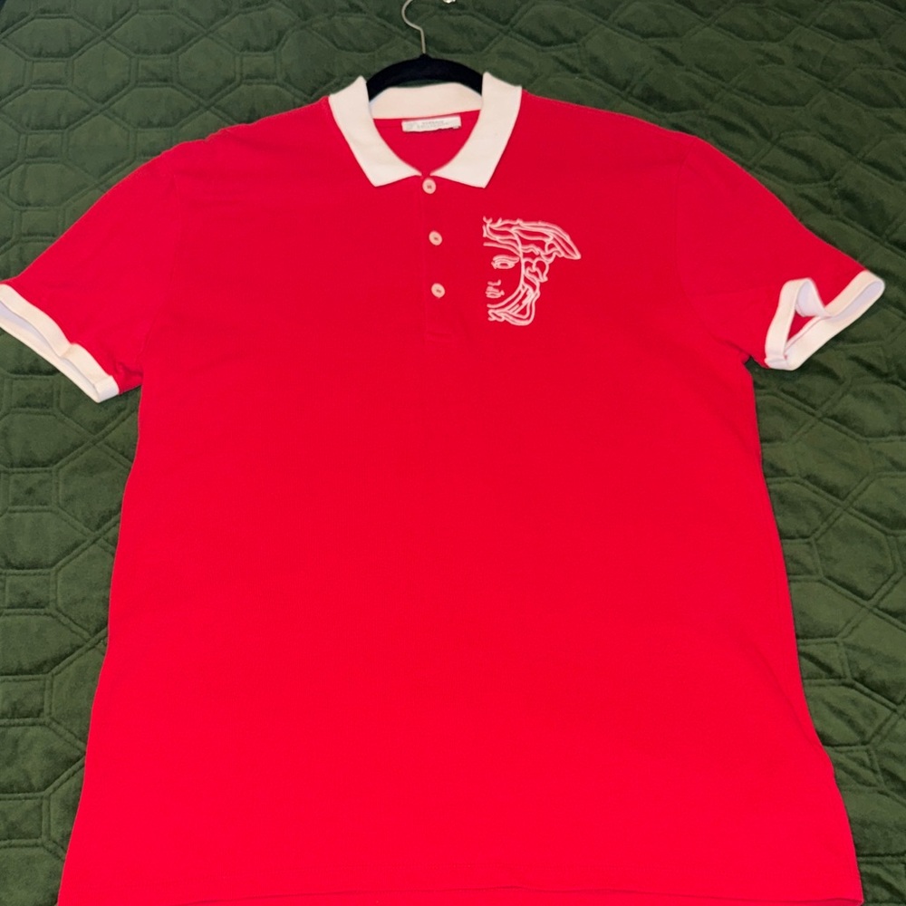 Versace Red Polo with White Trim